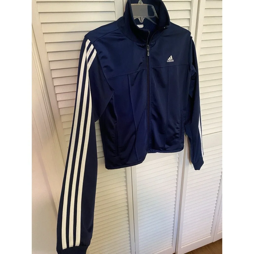 Vintage Early 2000s Adidas Track Jacket Men's M Navy Blue‎ Y2K Retro Sportswear